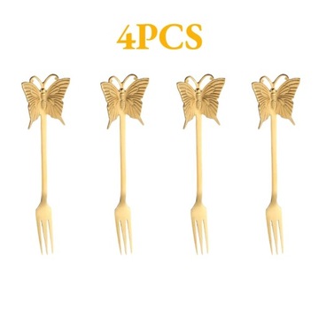 4PCS New Butterfly Tea-Spoon and fork Creative Bar Tableware Stainless