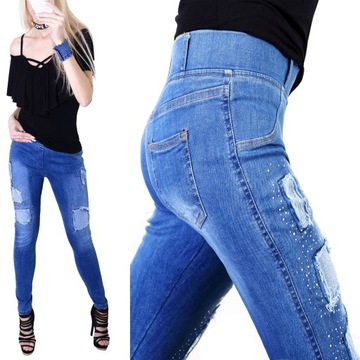 WYGODNE JEANSY DAMSKIE STRECZ DIAMENCIKI BIG 368