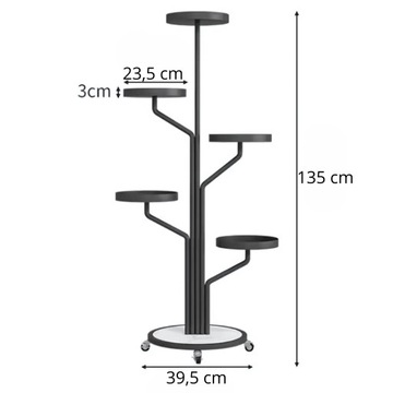 Цветочные цветы цветы металлическая стойка на колесах лофт растения черные 135 см