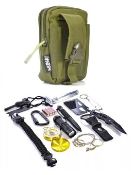 ZESTAW Survival'owy w poręcznej saszetce khaki