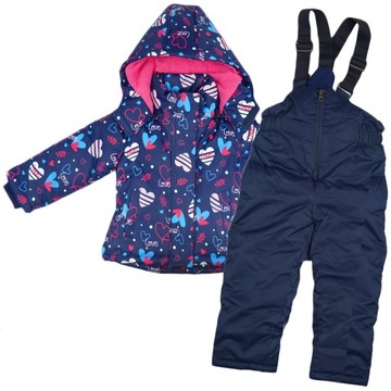 ZIMOWY KOMBINEZON dwuczęściowy SERCA granat r.110