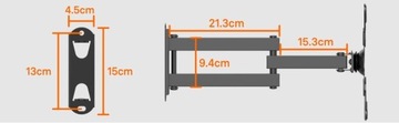 Настенное крепление для телевизора, полноподвижное, 13-32 дюйма