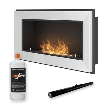 Biokominek wiszący do zabudowy Frame 900 Biały z Szybą Simplefire