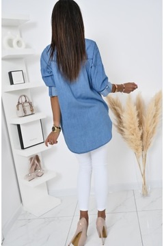 ДЖИНСОВАЯ РУБАШКА ОВЕРСАЙЗ С УКРАШЕНИЕМ! XL