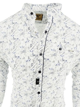 РУБАШКА МУЖСКАЯ БЕЛАЯ С УЗОРОМ ВОРОТНИКА-СТОЙКИ SDN73 XL