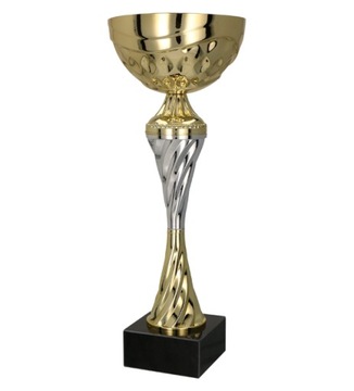Puchar metalowy złoto-srebrny + grawerka 23.5cm