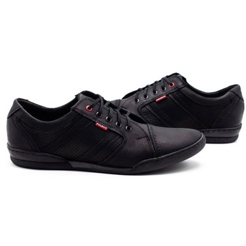 Мужские туфли из перфорированной натуральной кожи R3 sport casual черные 43