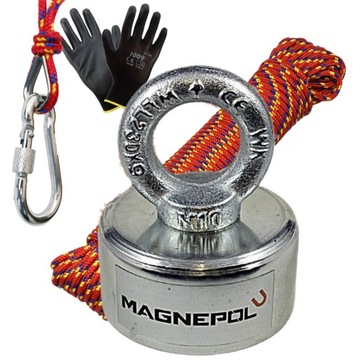 MAGNES NEODYMOWY 230kg N52 UCHWYT UM60 ZESTAW LINA