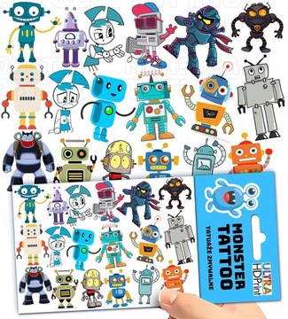 TATUAŻE ZMYWALNE TYMCZASOWE DLA DZIECI DZIECIĘCE ROBOTS WZORY ORYGINALNE