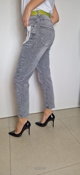 Jeansowe Spodnie Damskie Klasyczne Szare Jeansy Modelujące