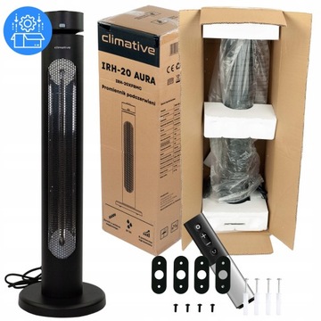 Инфракрасный радиатор, 8 уровней, пульт дистанционного управления 2 кВт, ИК-таймер AURA для террасы