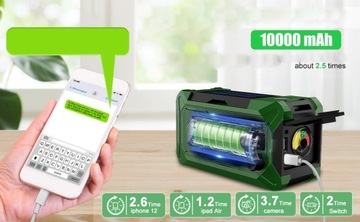 Солнечная аварийная радиостанция, 10000 мАч, погода AM FM SOS с зарядным устройством USB и компасом