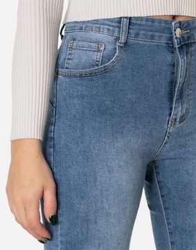 Jasne Jeansy Rurki Spodnie Damskie Dżinsy Push-Up z Wysokim Stanem 2156 W37