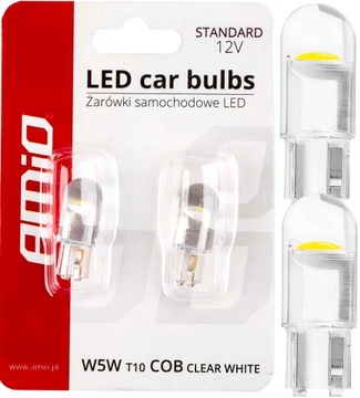 2x ŻARÓWKI LED W5W T10 W3W R10 COB 12V KRYSTALICZNA SFERYCZNA 360'