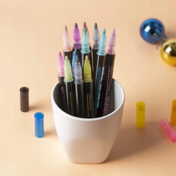 МАРКЕРЫ MAGICAL МЕТАЛЛИЧЕСКИЕ МАРКЕРЫ КОНТУРНЫЕ МАРКЕРЫ С ДВУМЯ ЛИНИЯМИ 12 шт.