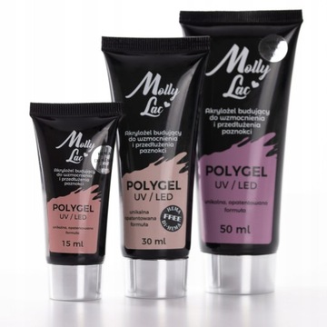 НАБОР СТРОИТЕЛЬНЫХ ПОЛИГЕЛЕЙ АКРИЛОВЫЙ ГЕЛЬ 50 мл ЖИДКОСТЬ + БЕСПЛАТНАЯ ЩЕТКА MOLLY LAC