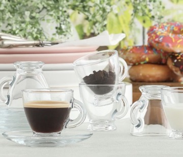 Стеклянные чашки с блюдцем для эспрессо SIA ROMA стакан 95 мл 6 шт.