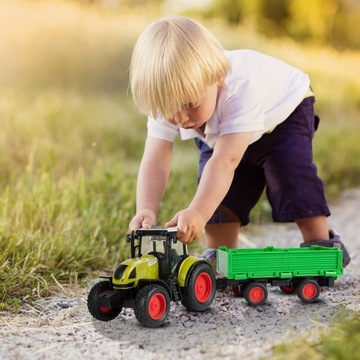 TRAKTOR ROLNICZY FARMERA Z PRZYCZEPĄ INTERAKTYWNY JEŹDZI ŚWIATŁO DŹWIĘK