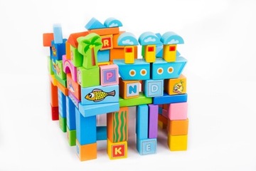 Развивающие ДЕРЕВЯННЫЕ БЛОКИ ОКЕАН 100 элементов