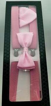 НАБОР РОЗОВЫХ HABS С РОЗОВЫМ ГАЛСТУКОМ-БАБОЧКОЙ И КАРМАННОЙ ЧЕТКОЙ