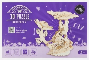 DREWNIANE PUZZLE 3D MOTYL DIY 200 ELEMENTÓW