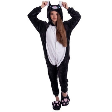 KOT Czarny Kotek PIŻAMA Kigurumi Onesie 158