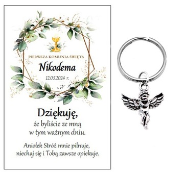 Podziękowania dla gości breloczek ANIOŁEK NR 72 KOMUNIA PAMIĄTKA PREZENT