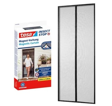 TESA Moskitiera magnetyczna na drzwi siatka z magnesami czarna 0,9x2,1m