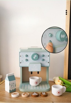 ДЕРЕВЯННАЯ КОФЕМАШИНА ДЛЯ ДЕТЕЙ + АКСЕССУАРЫ ХОРОШАЯ ИГРУШКА НА ПОДАРОК