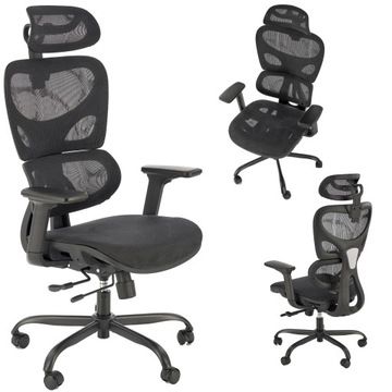 Fotel gamingowy ERGONOMICZNY GOTARD czarny siatkowy multiblock Halmar