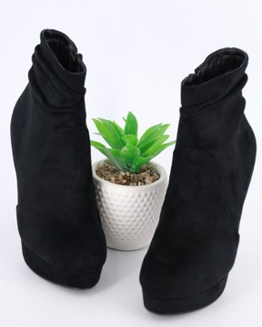 БОТИНКИ НА ВЫСОКОМ КАБЛУКЕ И ПЛАТФОРМЕ ТУФЛИ ЗАМШЕВЫЕ ЧЕРНЫЕ 41