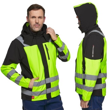 Kurtka robocza CLASSIC VIS z odblaskami SOFTSHELL z kapturem / 3XL