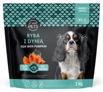 WOW!Pets Bez zbóż, Monobiałkowa Ryba 2 kg Karma Pies dorosły rasa XS/S