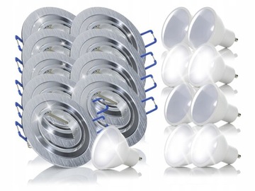 9xRamka sufitowa do halogenu GU10 żarówka LED 7W