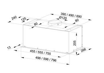 ВСТРАИВАЕМАЯ ВЫТЯЖКА GLOBALO HADARIO 80.2 ЧЕРНАЯ