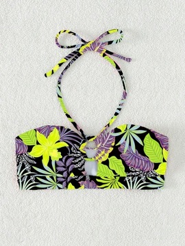 GÓRA OD STROJU KĄPIELOWEGO BIKINI WIĄZANA NA SZYI W TROPIKALNY WZÓR XL 42