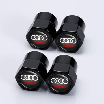 NAKRĘTKI NA WENTYLE AUDI LOGO CZARNE METALOWE KAPTURKI