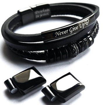 МУЖСКОЙ КОЖАНЫЙ БРАСЛЕТ, ЧЕРНЫЙ, РЕГУЛИРУЕМЫЙ, 21-24СМ! БЕСПЛАТНАЯ ГРАВИРОВКА!