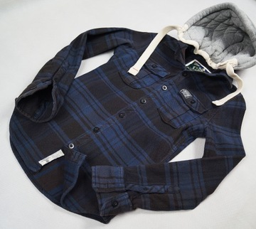 SUPERDRY MARKOWA GRUBA KOSZULA W KRATKĘ Z KAPTUREM - S SLIM