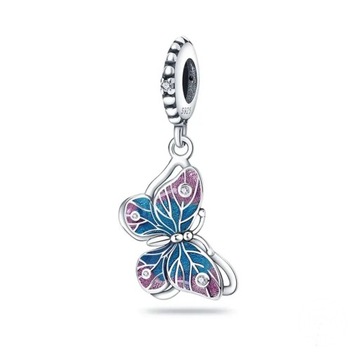 Motyl Wiosna Lato Natura Motylek Charms Kolorowy Zawieszka S 925 Miłość