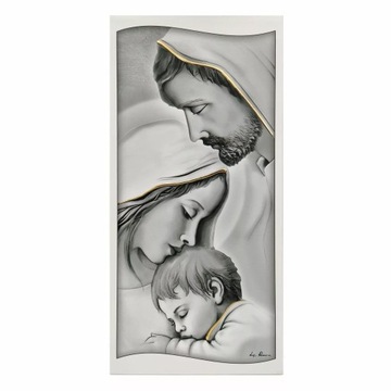 Obraz Świętej Rodziny malowany na drewnie | Rozmiar: 24.2x47.5 cm