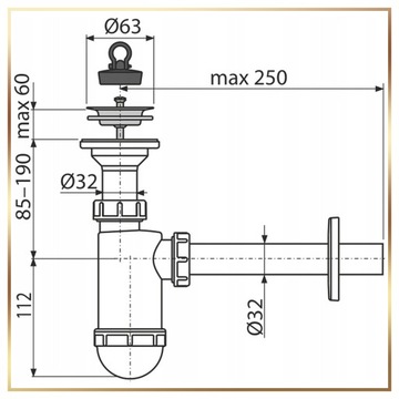 Szafka Łazienkowa 45 cm Buk Truflowy Umywalka Bateria Obrotowa Czarna Syfon