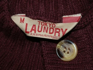 Tokyo Laundry 15% wełna vintage sweter męski półgolf norweski M