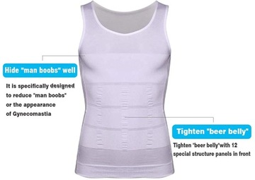 МУЖСКАЯ ФУТБОЛКА ДЛЯ ПОХУДЕНИЯ M SHAPING Футболка БЕЛАЯ M - HQ КАЧЕСТВО