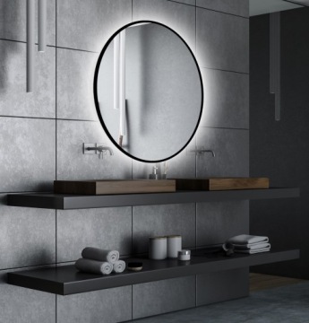 КРУГЛОЕ ЗЕРКАЛО 80 СВЕТОДИОДНОЙ ПОДСВЕТКОЙ ЧЕРНОЕ СЕРЕБРЯНОЕ ЗОЛОТОЕ РАМА НА ВЫБОР