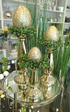 Пасхальная статуэтка, золотое пасхальное яйцо, декорированное яйцо, 18 см.