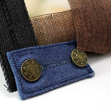 3 szt. Retro niebieskie dżinsy spodnie jeansowe przedłużacze w talii guziki ekspandery unisex