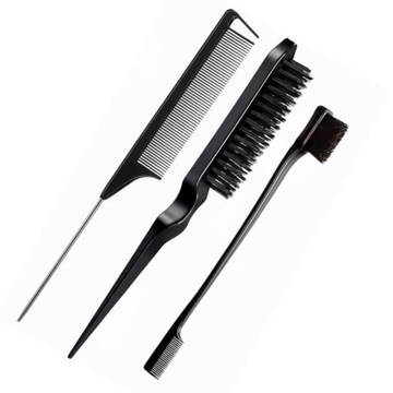Grzebień Kokówka Szczotka Do Włosów Sleek Slick Bun Ponytail zestaw 3 szt