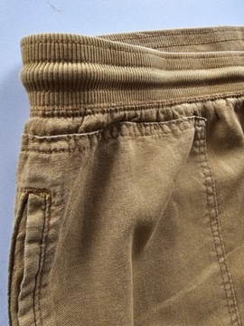 M&S spodnie lniane khaki prosta nogawka maxi 48