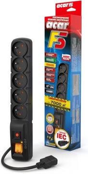 Ленточный удлинитель Acar F5 IEC, 1,5 м, 5 розеток